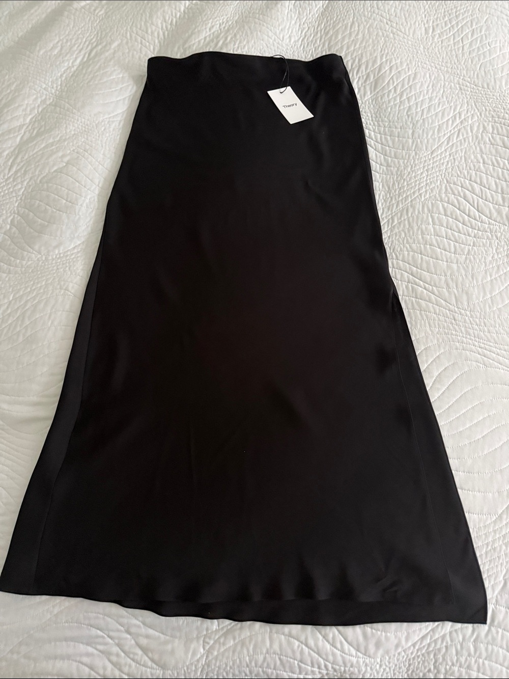 Theory Black Satin A-Line Skirt